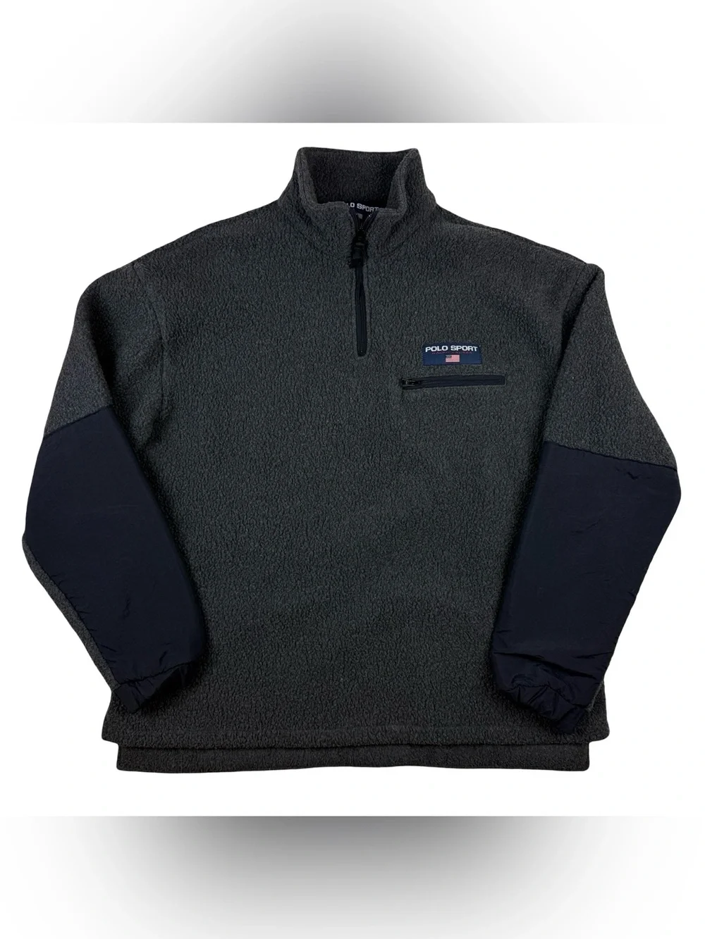 Polo Sport Ralph Lauren Vintage Fleece 1/4 Zip Pullover American Flag Men's L